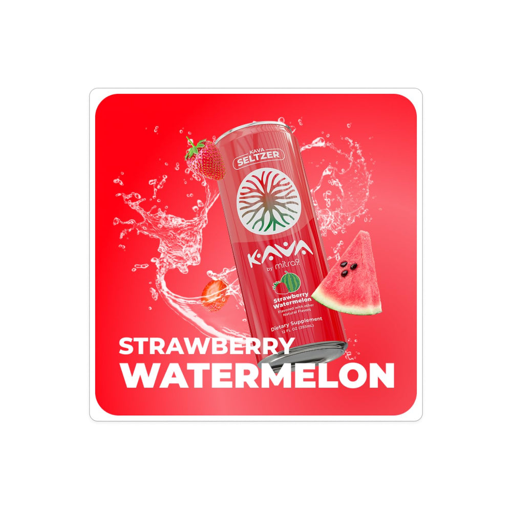 Mitra9 can of Strawberry Watermelon Sparkling Kava promoting calm clarity.