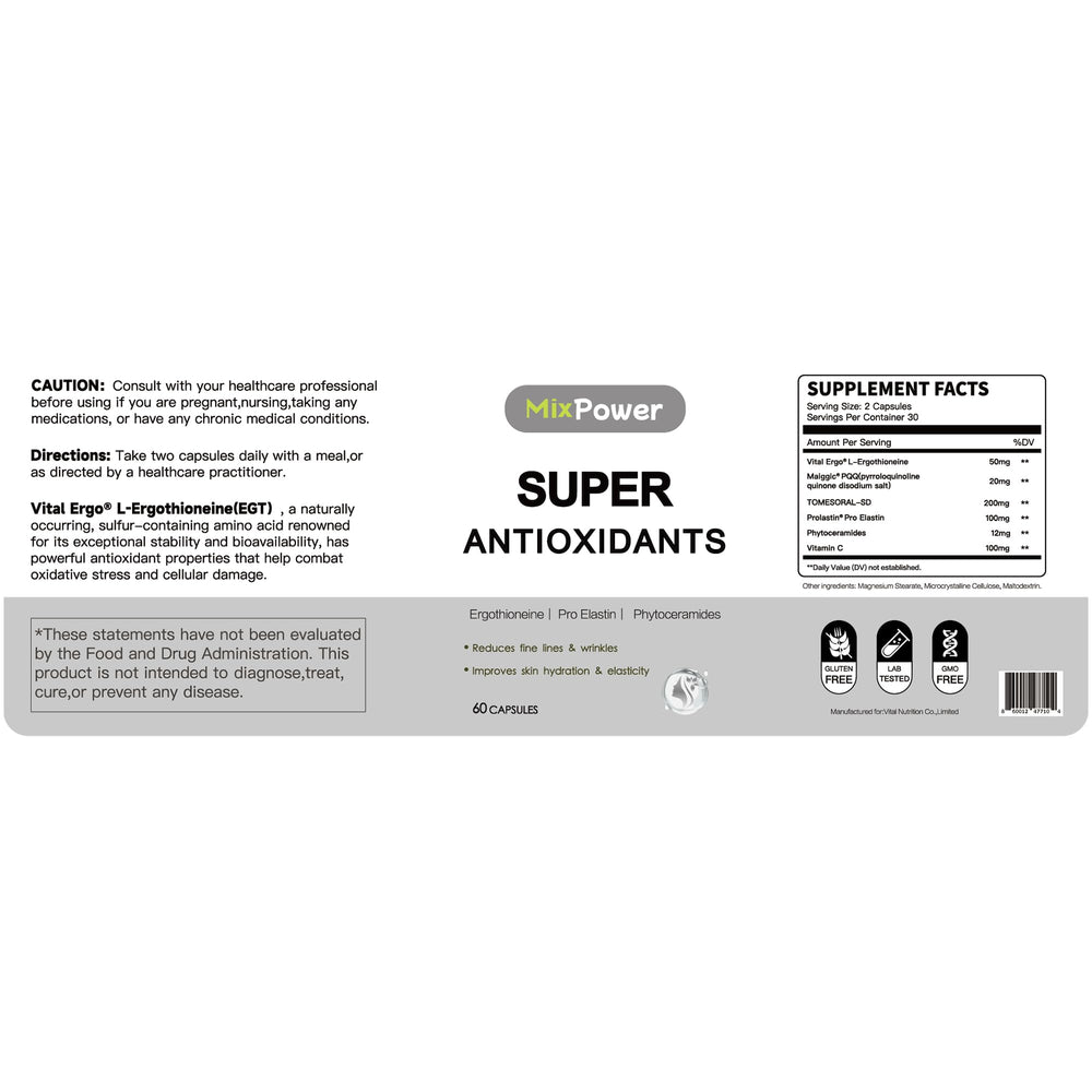 MixPower ergothioneine capsules close-up showing daily supplement form