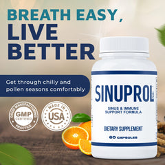 Close-up of Mizzle SinuProl capsules for easy daily dosing.