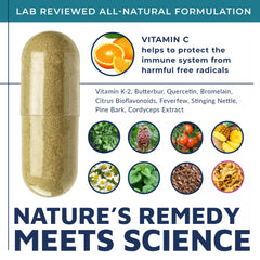 Mizzle SinuProl label detail highlights quercetin and bromelain blend.