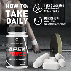 MJO Apex Force serving pack emphasizes consistent monthly supply.