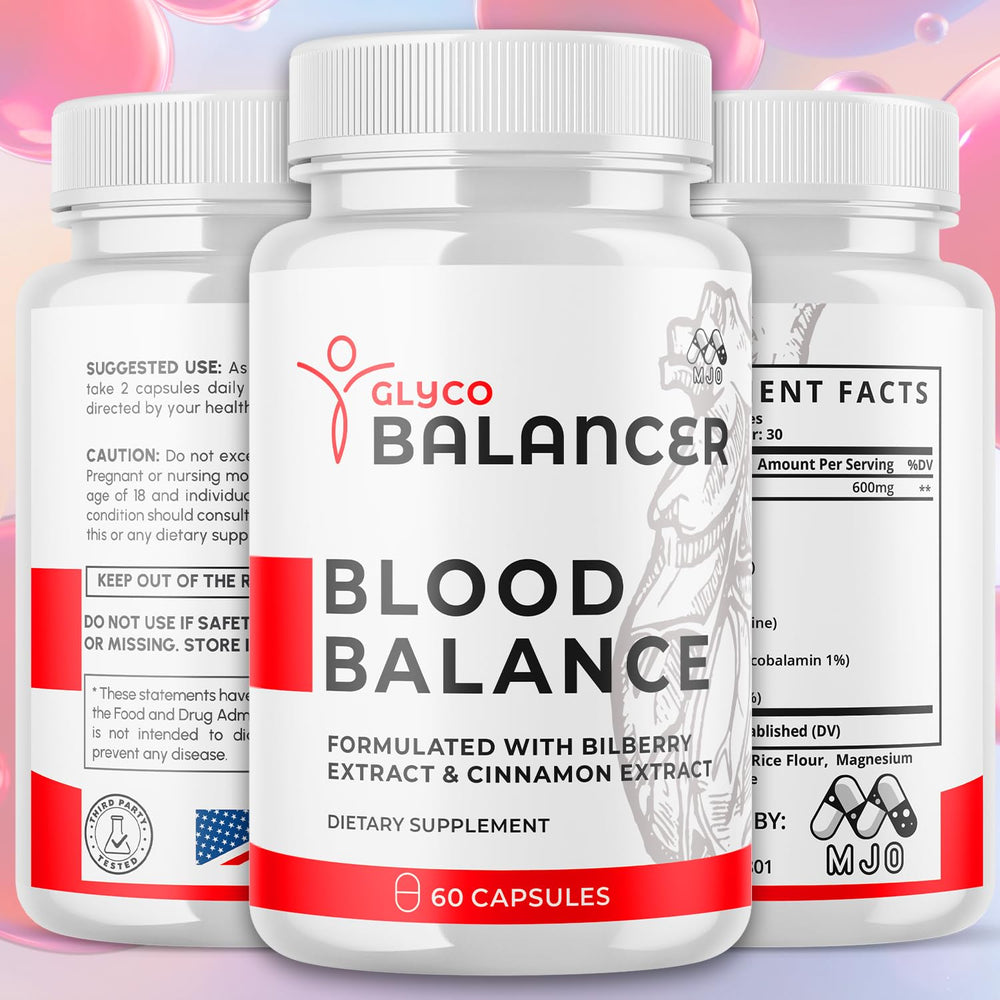 MJO Glyco Balancer capsules close-up, natural ingredients for daily balance.