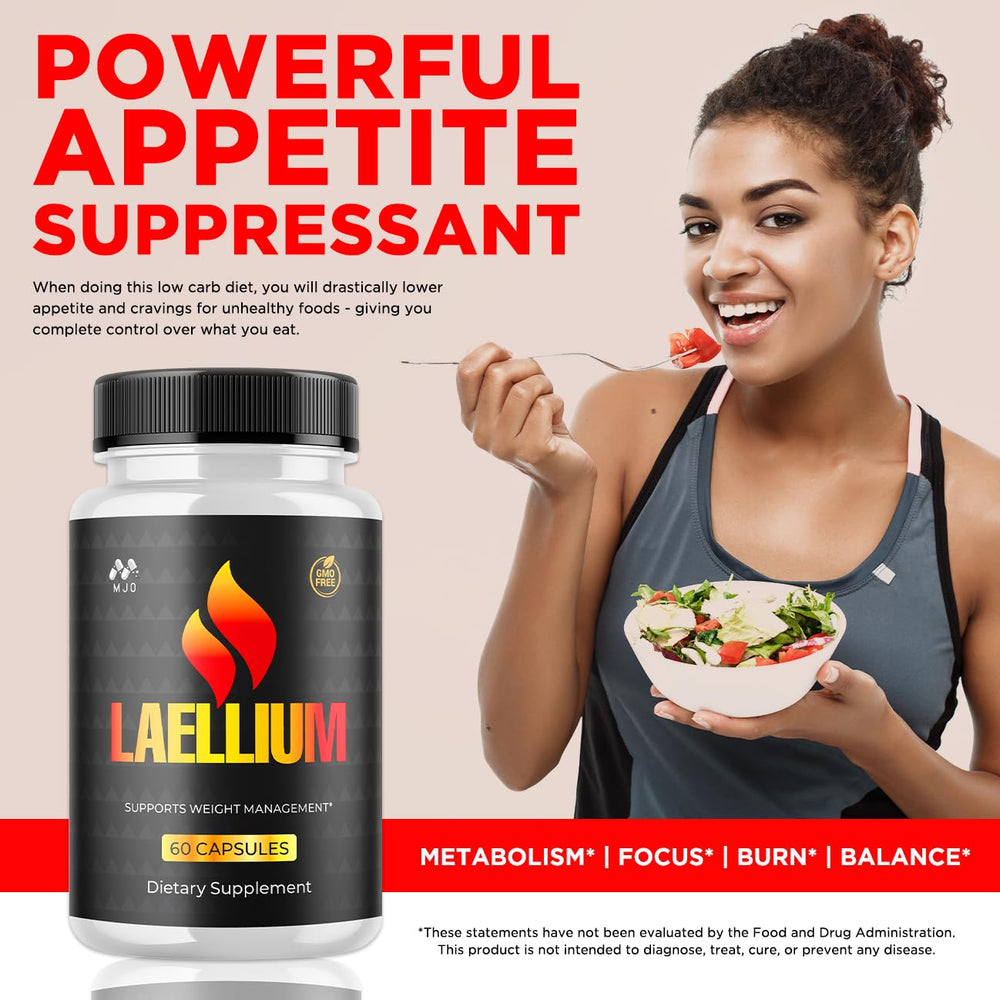 MJO Laellium serving size graphic illustrating 30 servings per bottle