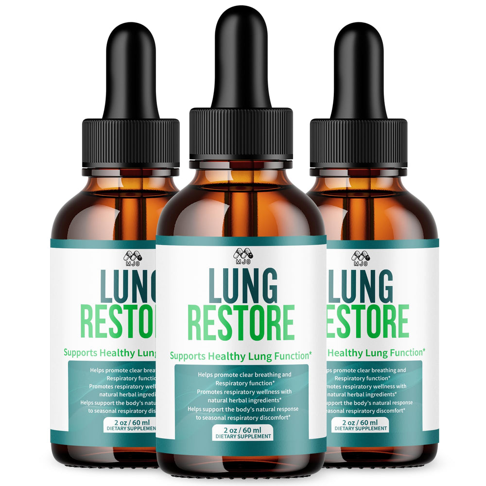 MJO Lung Restore Drops bottle on display, supports daily wellness as part of your routine.