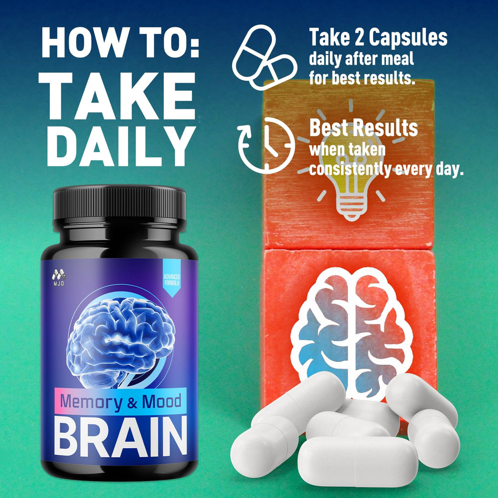 MJO Memory and Mood ingredients blend featuring natural vitamins.