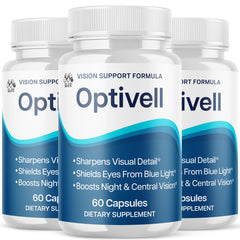 MJO Optivell Eye Capsules bottle front highlights daily eye wellness.