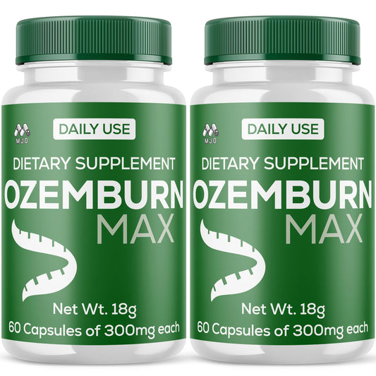 MJO Ozemburn Max bottle front showing capsules for daily energy support.