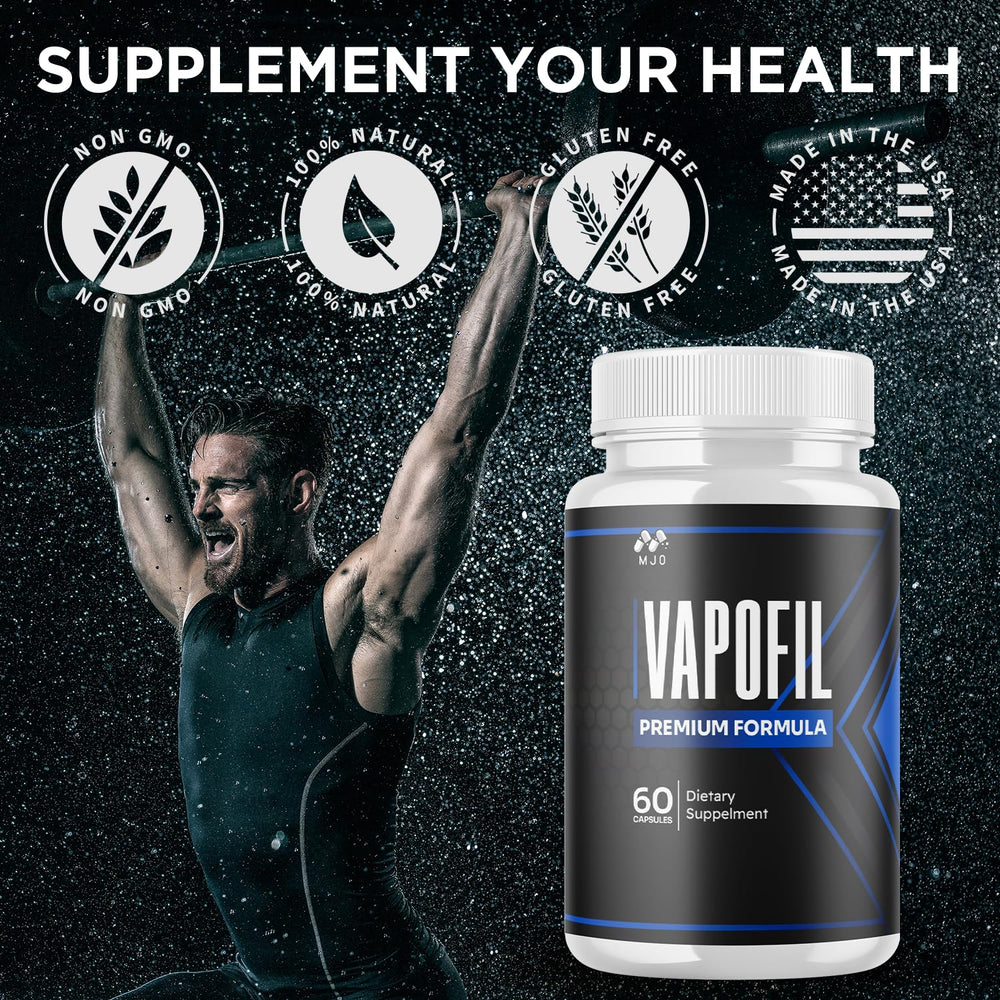 MJO Vapofil gluten-free seal signals suitability for gluten-sensitive diets.