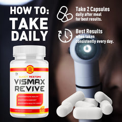 MJO Vismax Revive capsules arranged for daily vision support in active life.