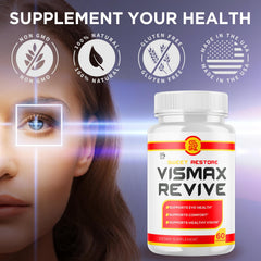 MJO Vismax Revive ingredients display featuring natural vitamins and extracts.