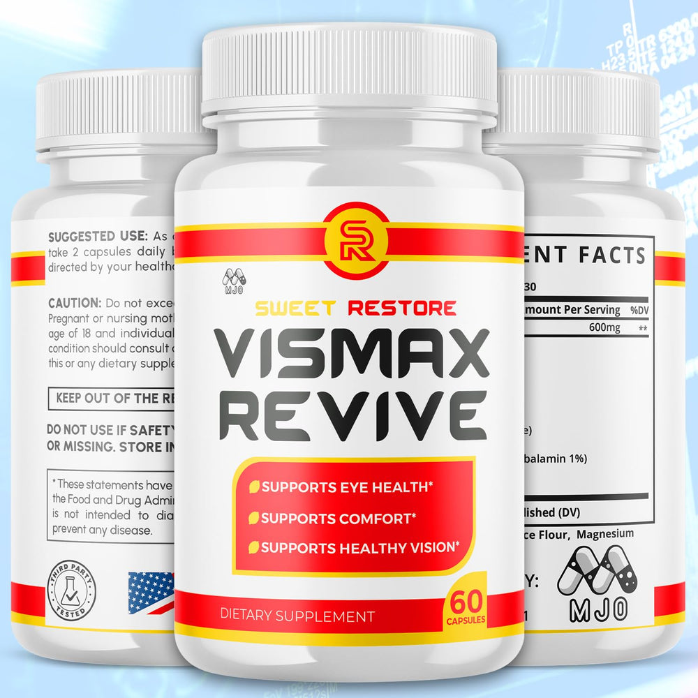 MJO Vismax Revive label detail emphasizing gluten-free formulation.