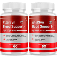 MJO Vitalsyn Blood Support capsules in bottle front view for daily wellness.