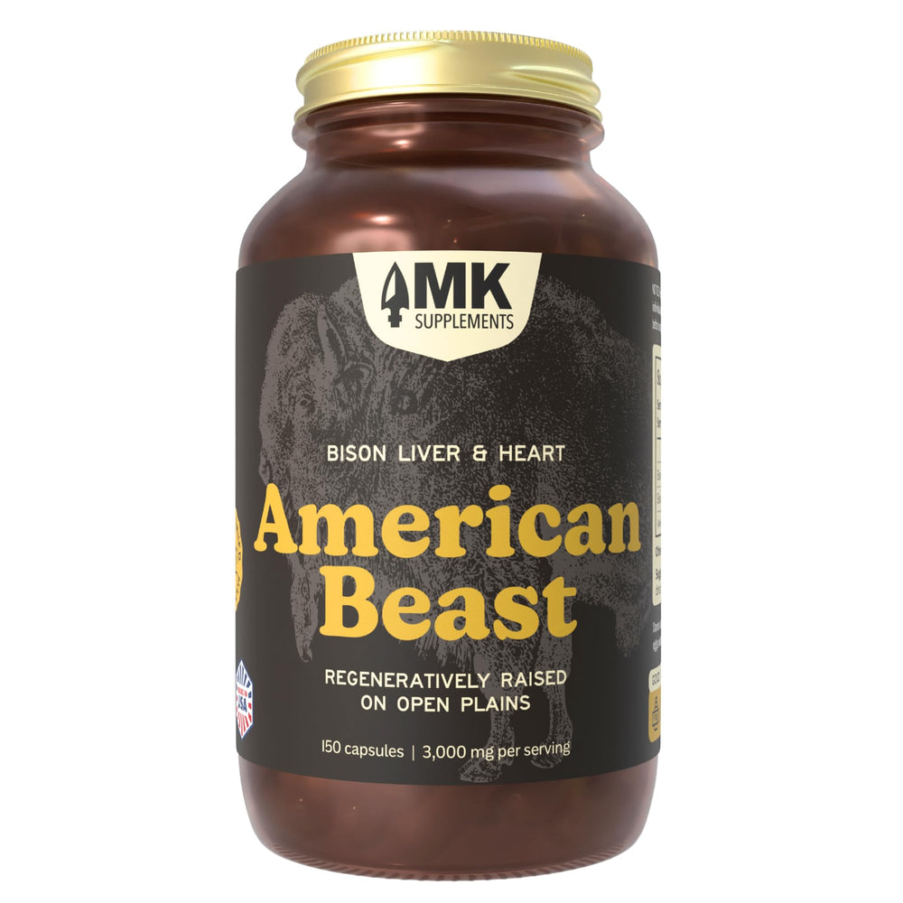 MK Supplements American Beast bottle shows convenient organ nutrition for athletes
