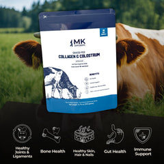 MK Supplements Collagen & Colostrum shaker demonstrates easy daily use