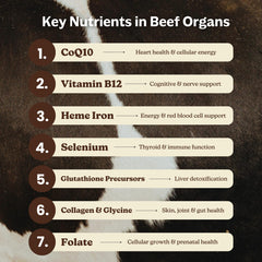 Ingredients overview for MK Supplements Grass-Fed Beef Organ blend
