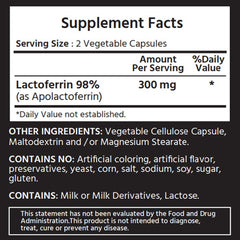 ML Naturals Lactoferrin bottle front showing 60 capsules for daily use.