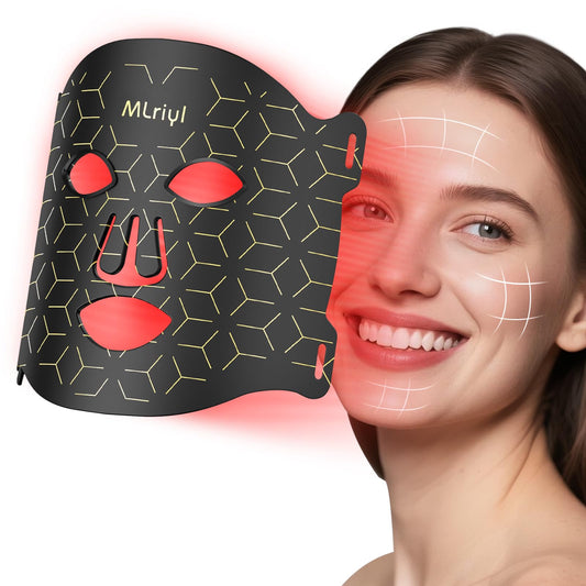 MLriyl Red Light Therapy Mask front view highlighting compact home-use design
