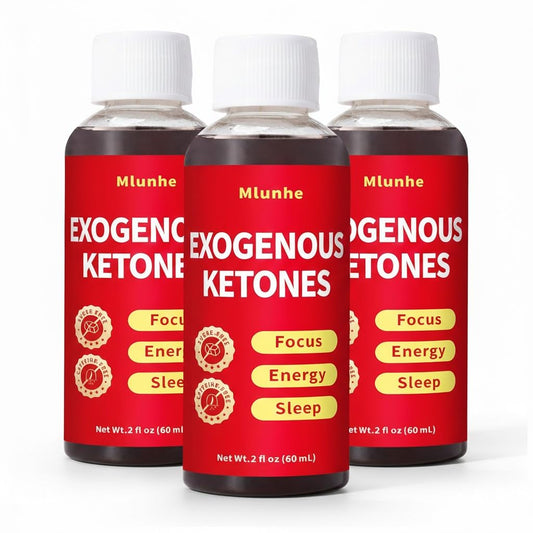 Mlunhe Exogenous Ketones bottle shows 10g ketones for steady energy.