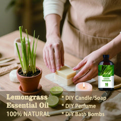MLYNKL Lemongrass essential oil for soap crafting, fresh citrus note.