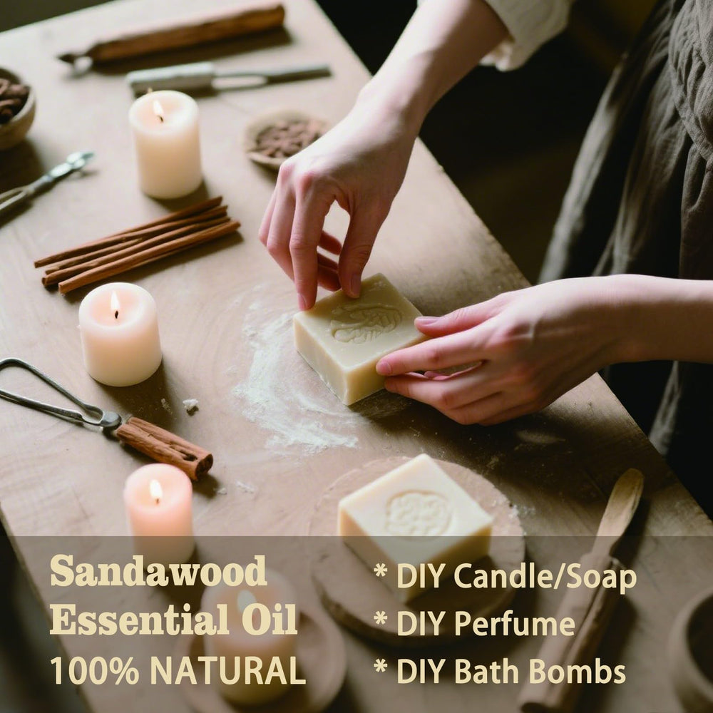 Mlynkl sandalwood essential oil for personalized perfume blends.