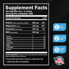 MMA Nutrition HRDWRK electrolytes powder sugar-free badge emphasizes clean hydration