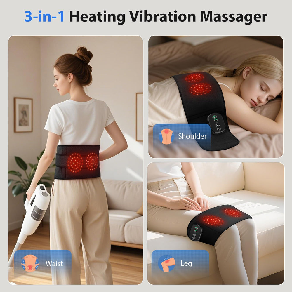 MoAcey lower back massager heat battery life supports long sessions