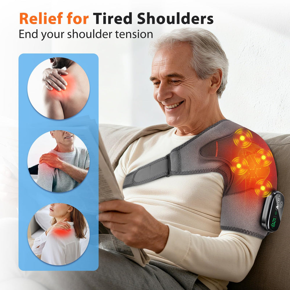 MOAJAZA 4-motor massage demonstrates deeper targeted comfort for shoulders