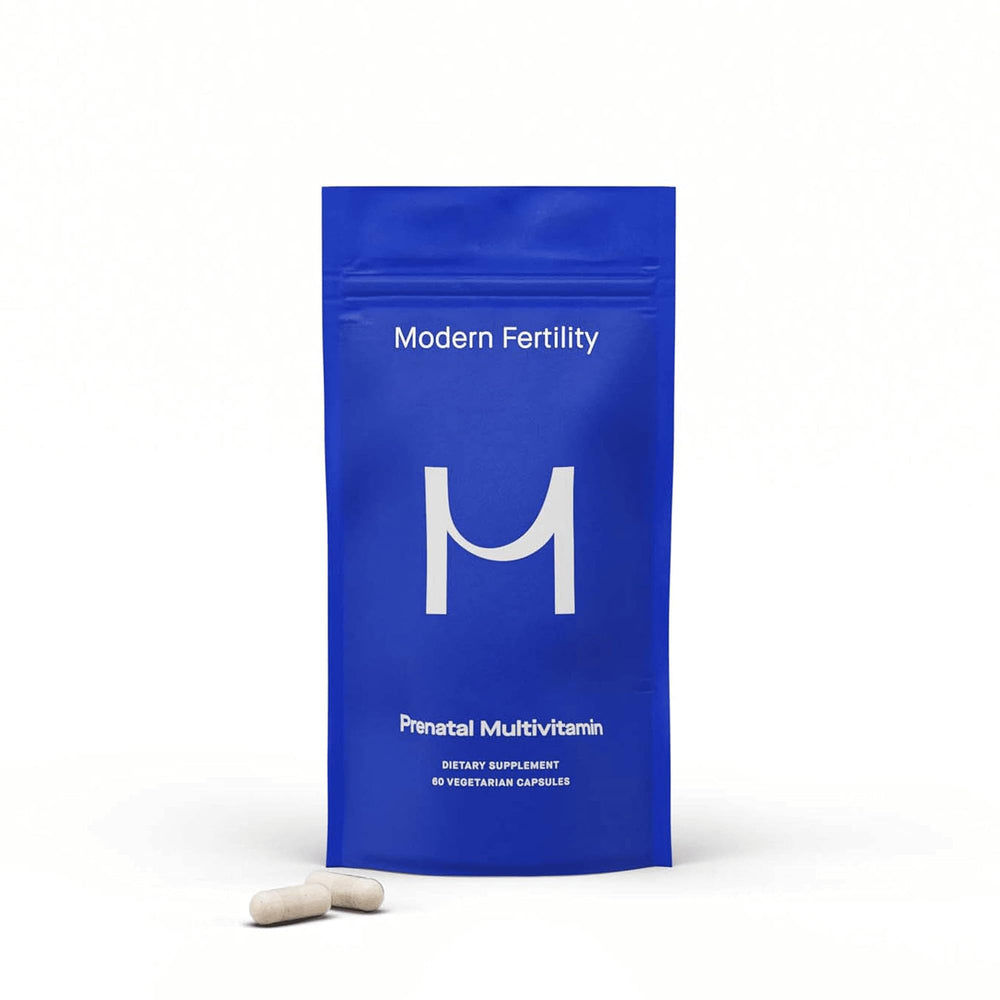 Modern Fertility Prenatal Multivitamin bottle front view for daily prenatal nutrition.