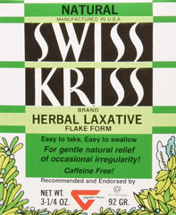 Modern Products Swiss Kriss laxative flakes in a bottle for gentle digestion support