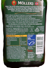 Möller’s Tran cod liver oil label showing Arctic origin and omega-3.
