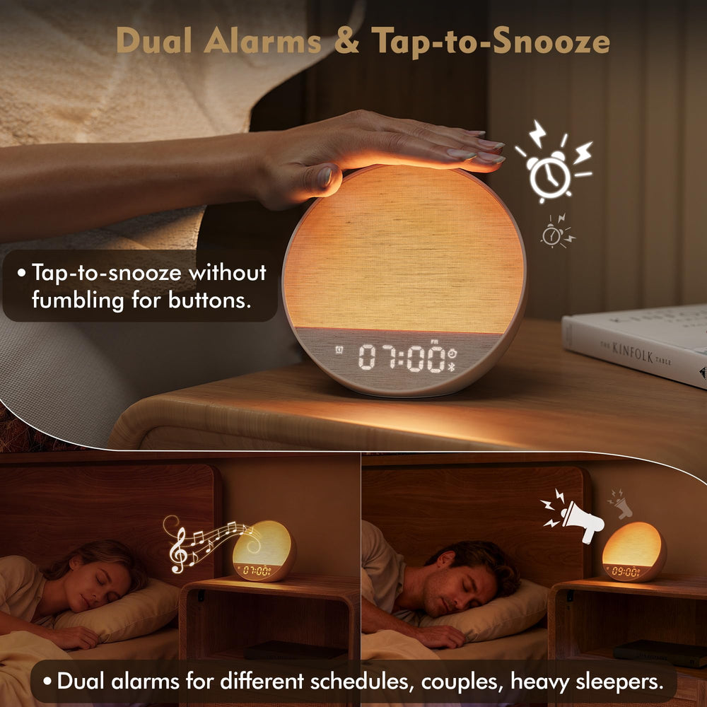 MOFOYEAH sunrise alarm clock Bluetooth speaker during bedtime.