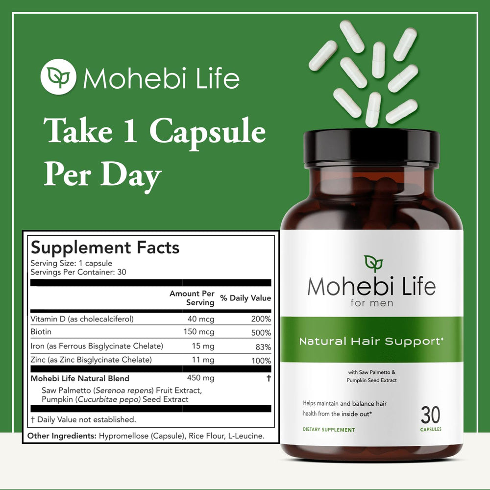 Mohebi Life men taking daily capsule as part of routine.