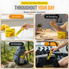 Portable vitamin C routine with MOHNIC lemon powder sticks.