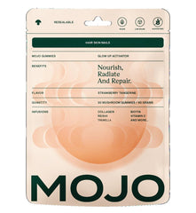 Mojo Hair, Skin & Nails Gummies pack shot; supports daily beauty from within