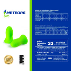 Moldex Meteors earplugs are individually wrapped for hygiene.