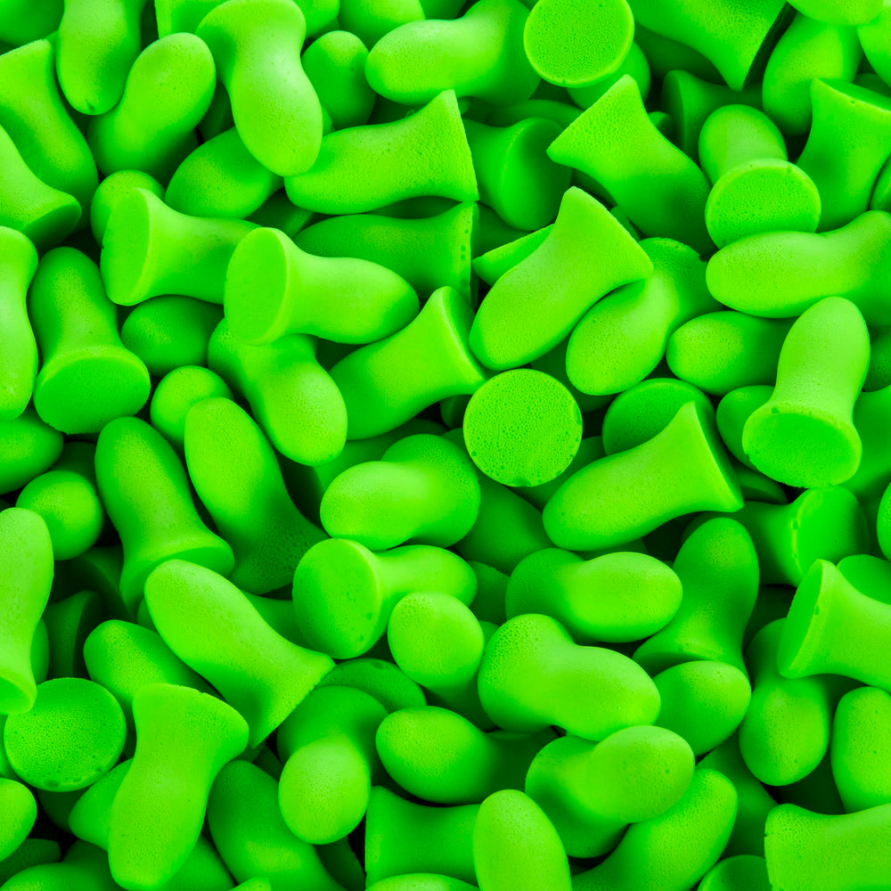 Moldex Meteors foam earplugs reduce fatigue in loud workplaces while allowing conversations nearby.