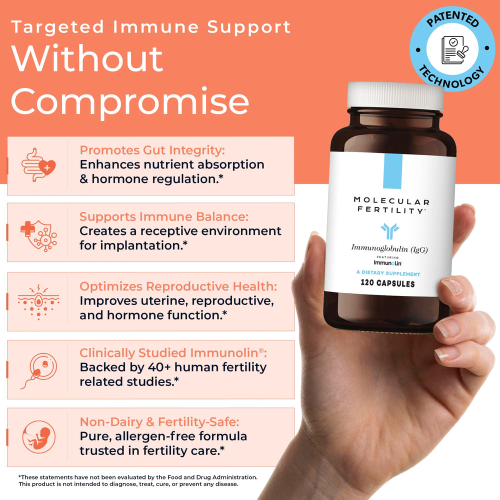 Ingredients panel showing ImmunoLin components in Molecular Fertility product