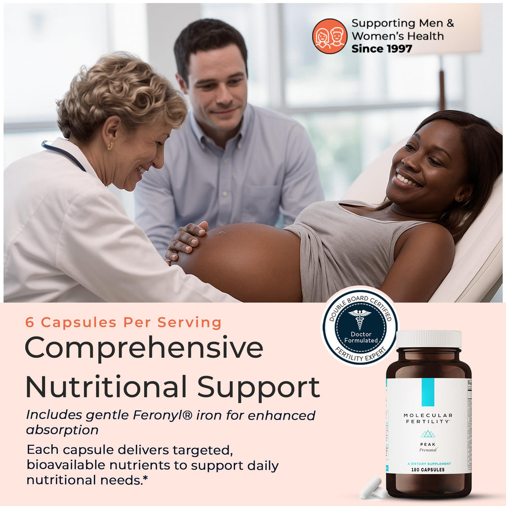 Molecular Fertility Peak Prenatal daily routine setup suggesting easy incorporation into mornings