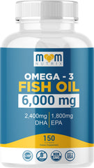 MOM NUTRIX Omega 3 bottle front shows maximum EPA/DHA for heart and brain support.