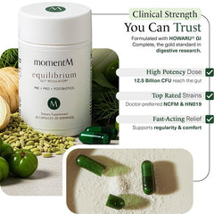 MomentM Equilibrium capsules inside view illustrating high CFU potential for gut balance.