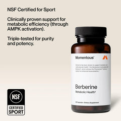 Momentous Berberine certifications label highlighting NSF status
