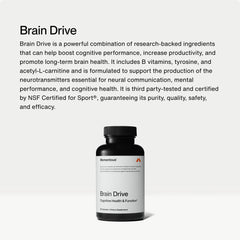 Momentous Brain Drive capsules close-up emphasizing high-purity nootropic ingredients.