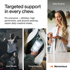 Momentous Creatine Chews mango serving demonstrates quick, tasty recovery option