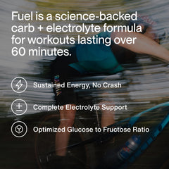 Momentous Fuel nutrition label highlights electrolytes for endurance hydration.