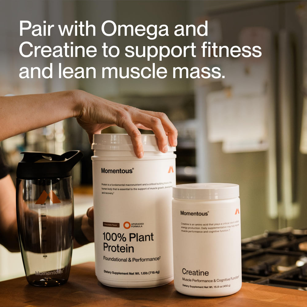 Momentous Vegan Protein Powder Vanilla Spice no added sugar claim on label.