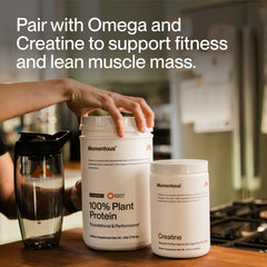 Momentous Vegan Protein Powder Vanilla Spice no added sugar claim on label.