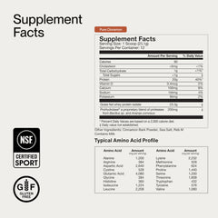 Momentous protein powder in a glass with smoothie, ideal daily protein.