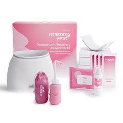 Mommy First postpartum essentials kit overview with all recovery items for comfort.