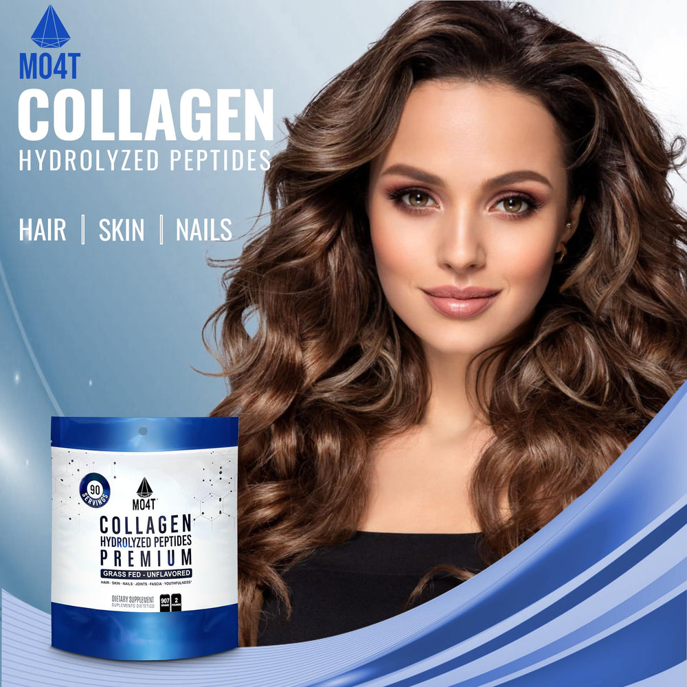 MOMOF4TRANSFORM MO4T collagen powder scoop beside bottle for precise measuring.