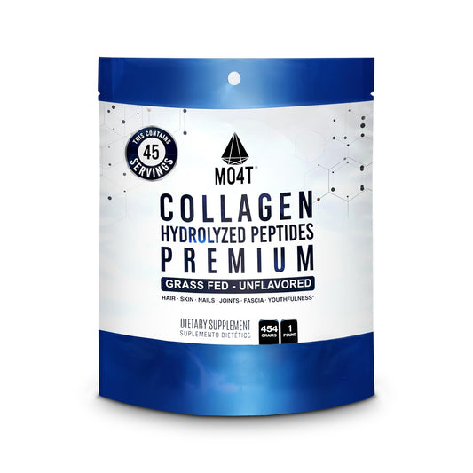 MOMOF4TRANSFORM MO4T collagen powder unflavored bottle for easy daily use and skin support.